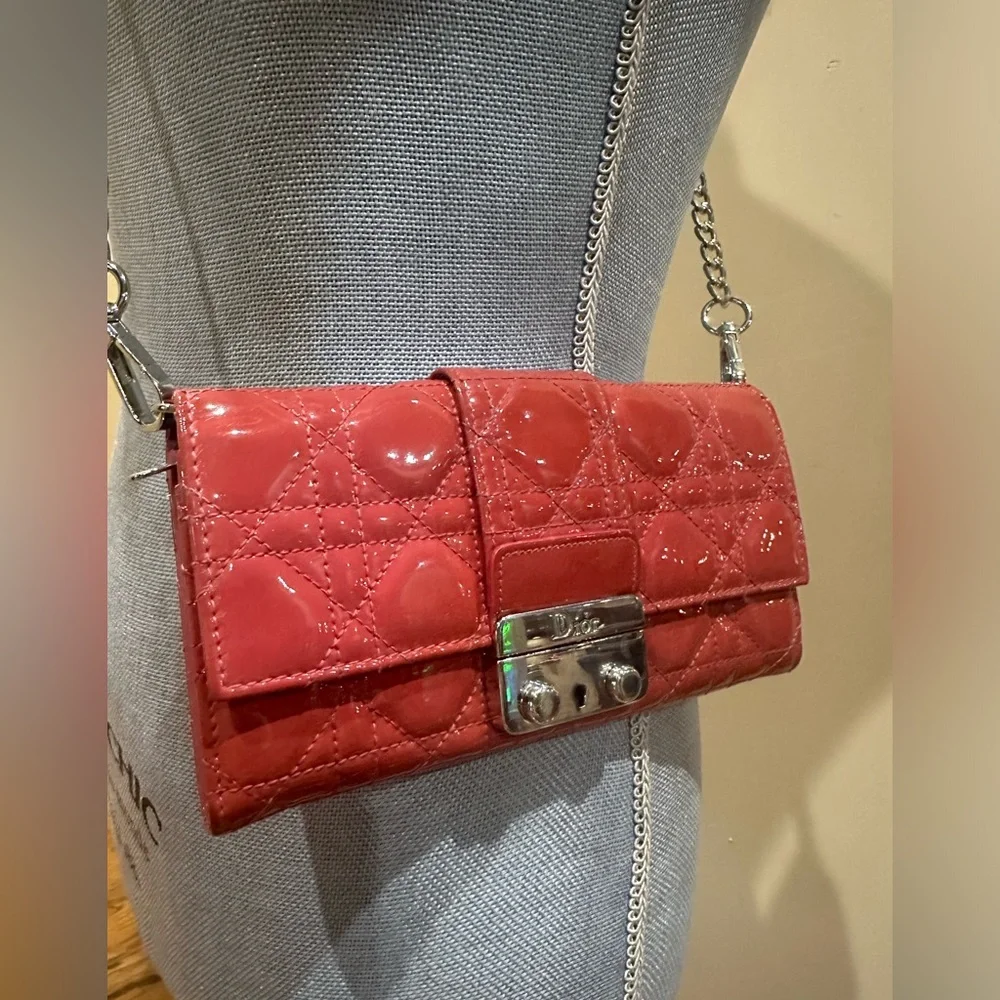 Christian Dior Berry Cannage Wallet On a Chain